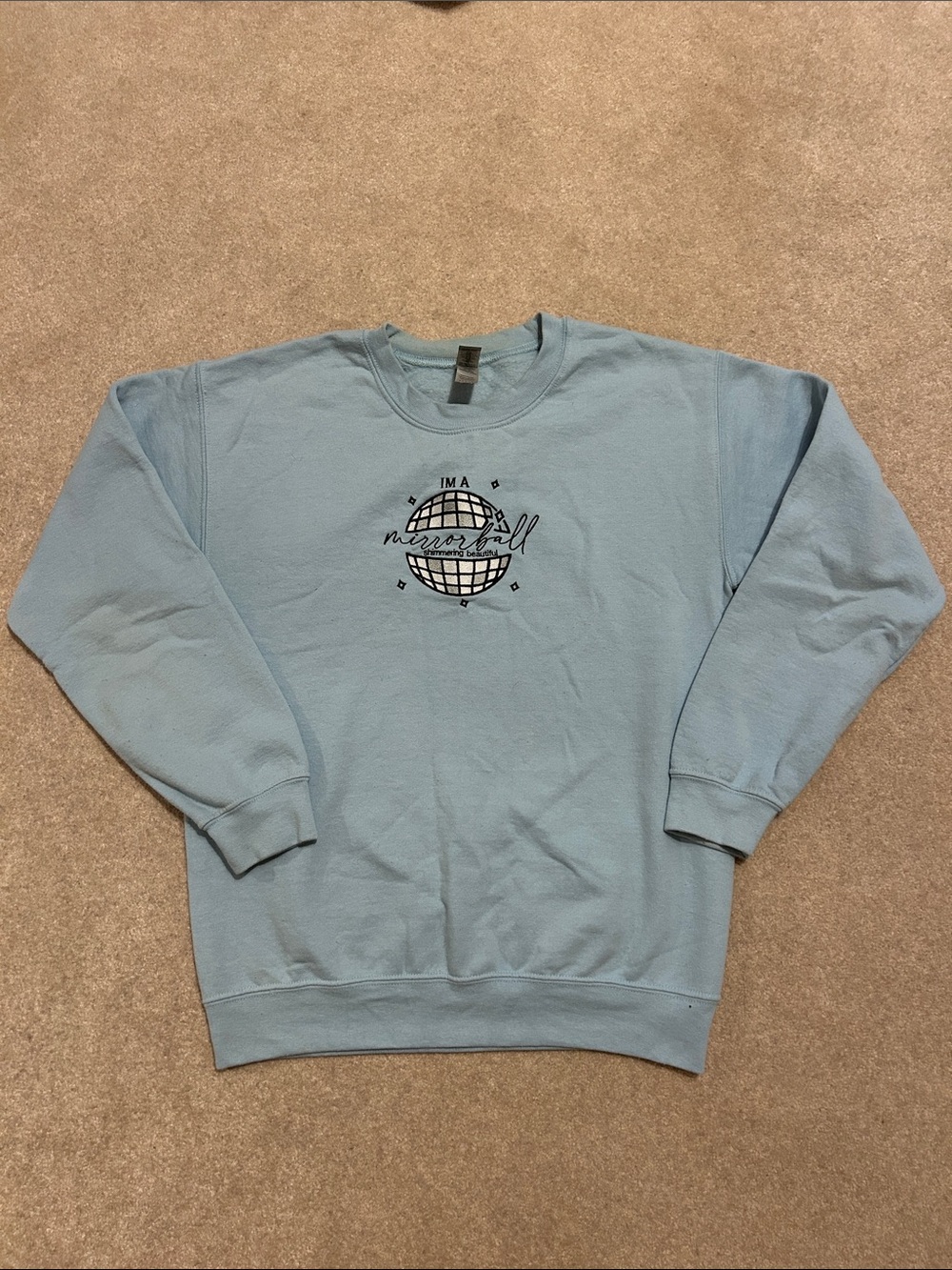 Taylor Swift Blue Mirrorball Embroidered Crewneck Sweatshirt (Dizzy Dahlias)